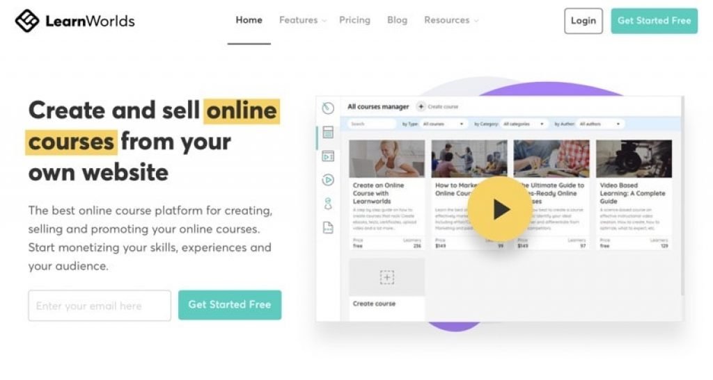 LearnWorlds Create Sell Online Course Home Page LearnWorlds Create & Sell Online Course Home Page