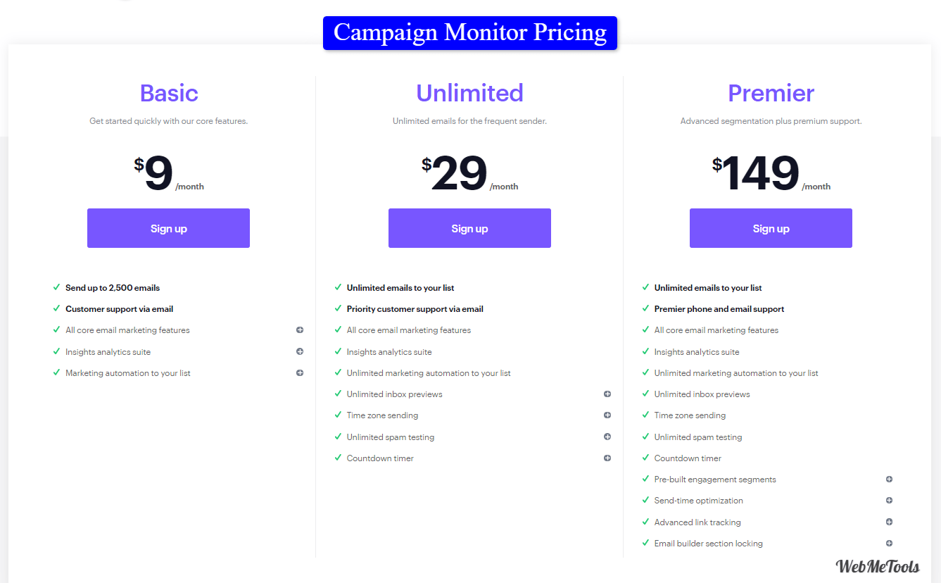 Campaign Monitor Pricing Plans Campaign Monitor Pricing Plans