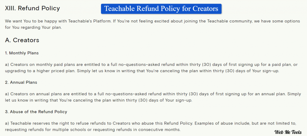Teachable Refund Policy teachable refund policy