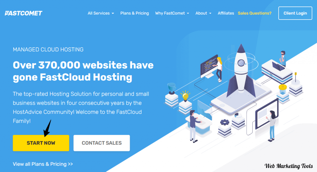 FastComet Managed Cloud Hosting home page FastComet Pricing Plans 2025 - Choose The Right Plan For You