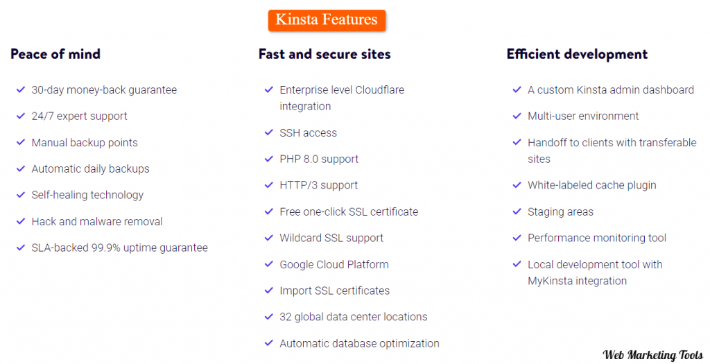 Kinsta Key Features Kinsta Key Features