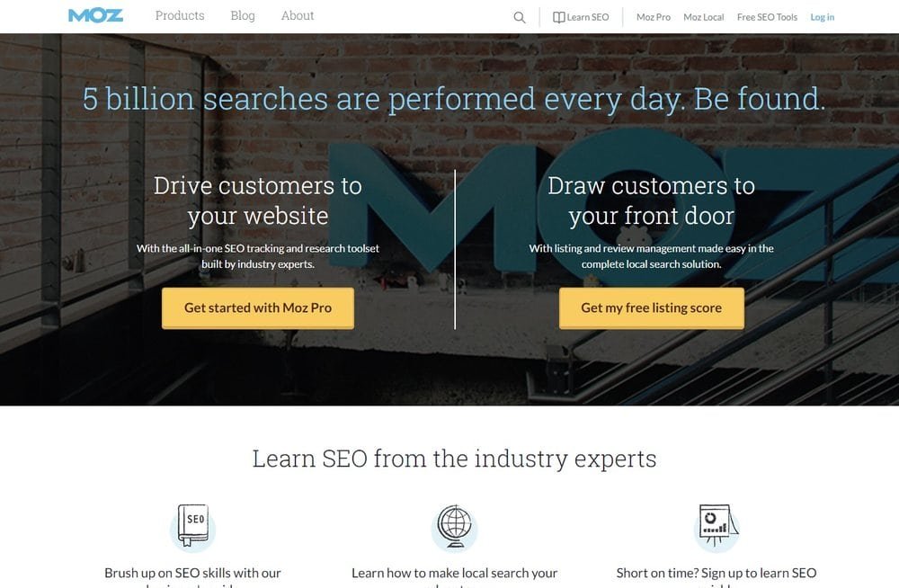 Moz SEO Software optimized Moz mainpage