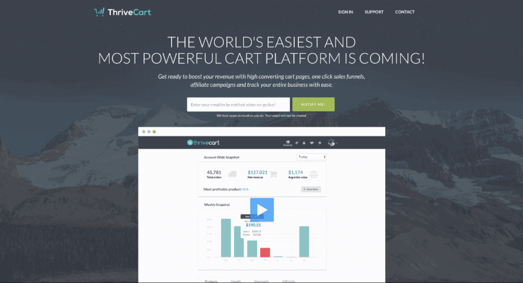 thrivecart home page thrivecart homepage
