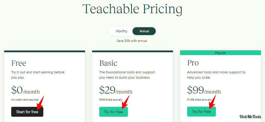 Teachable Annual Pricing Plans 2 Teachable Annual Pricing Plans