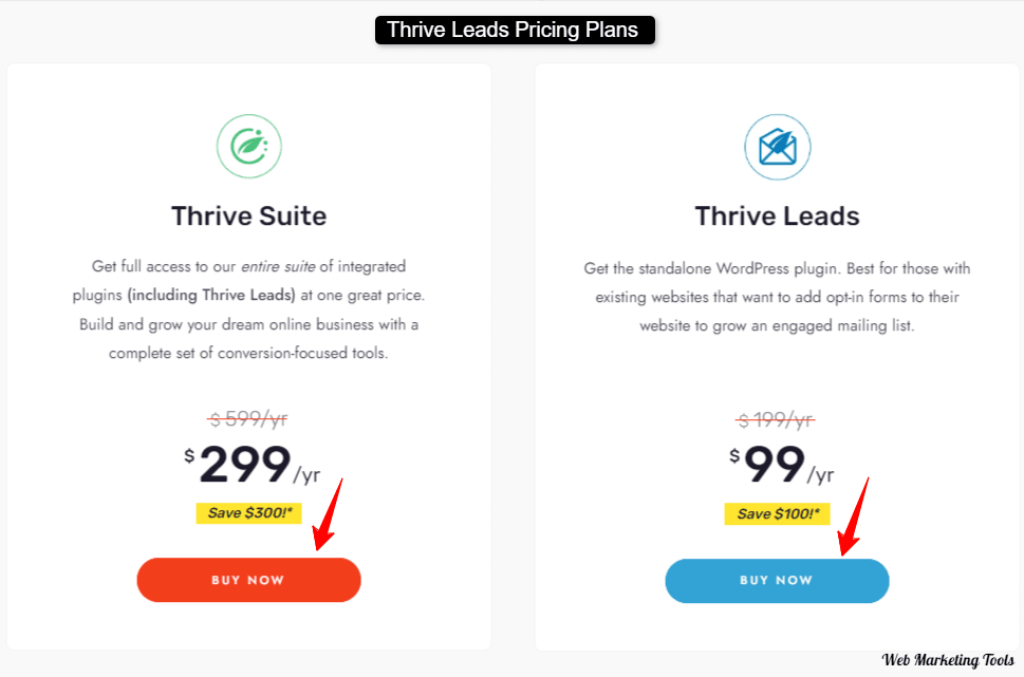 Thrive Leads Pricing plans 1 Thrive Leads Pricing plans