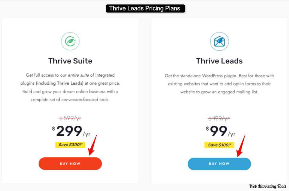 Thrive Leads Pricing plans 1 Thrive Leads Pricing plans