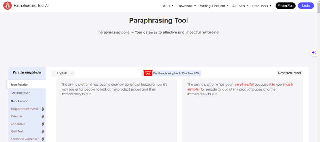 paraphrasing io tool screenshot paraphrasing io tool screenshot