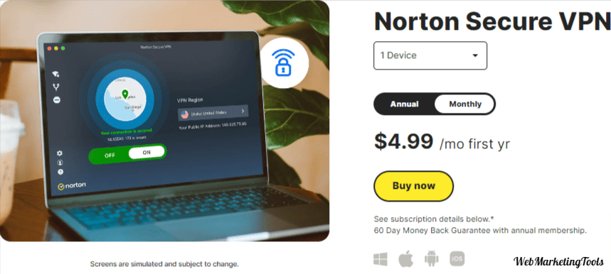 NortonVPN monthly pricing 1 Norton VPN Pricing