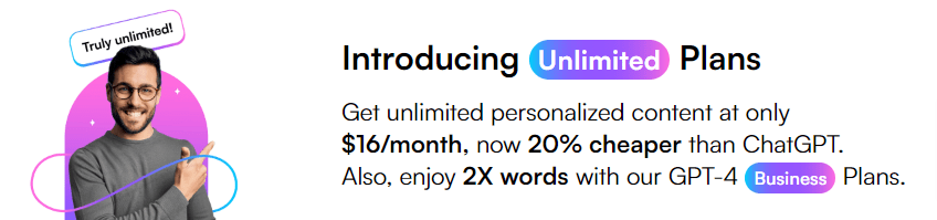 Writesonic Unlimited Plan Banner Writesonic Unlimited Plan Banner