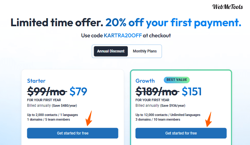 Kartra Starter and Growth Plan 20 discount Price Kartra Starter and Growth Plan 20 discount Price