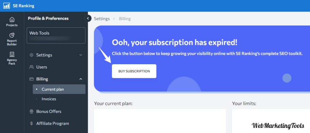 SE Ranking Dashabord Buy Subscription SE-Ranking Dashboard Buy Subscription