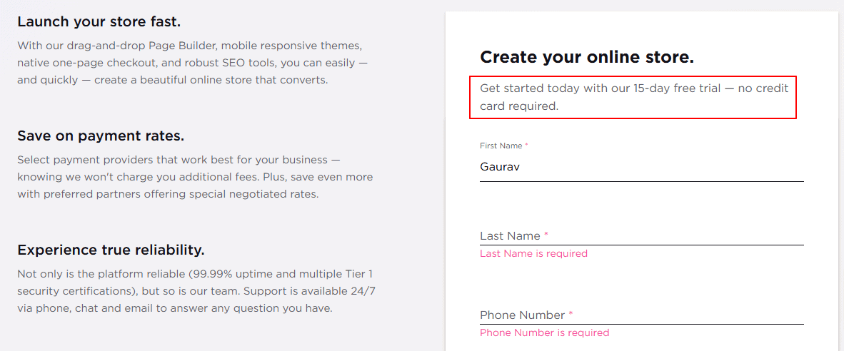 Enter Details For BigCommerce Free Trial Enter Details For BigCommerce Free Trial