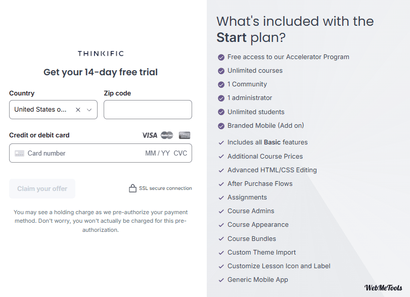 Thinkific Plus Plan Trial Checkout Page Thinkific Plus Plan Trial Checkout Page